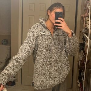 Alpha Phi fuzzy half zip sweatshirt